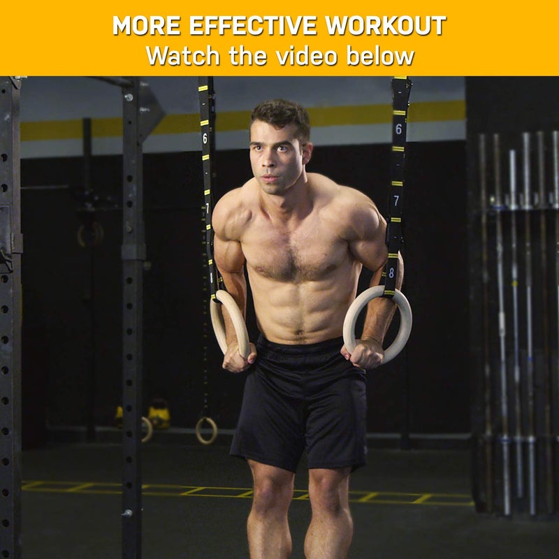 Double Circle Quick Adjust Numbered Straps for Gymnastic Rings - Carabiner System and Exercise Video Guide for Full Body Workout, Calisthenics, and Home Gym - Image 2